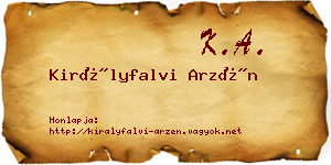 Királyfalvi Arzén névjegykártya